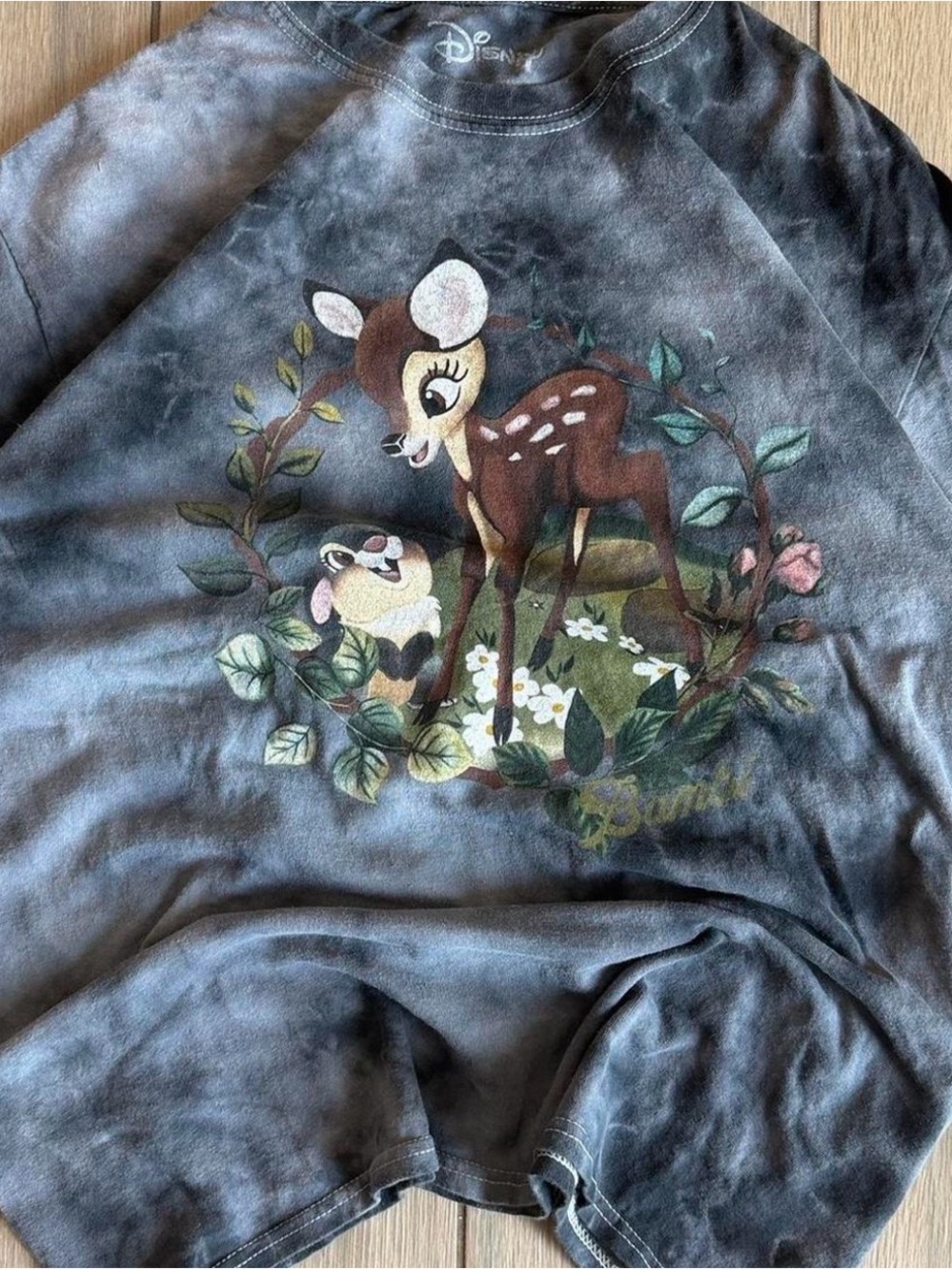 Disney Gray Tie-Dye Bambi Short Sleeve Graphic Tee